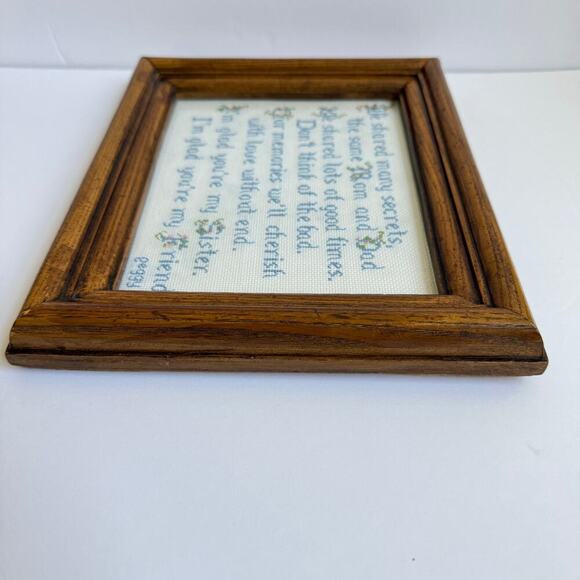 Vintage Framed Cross Stitch Embroidery Sister Gift Family Farmhouse Country - Picture 7 of 10